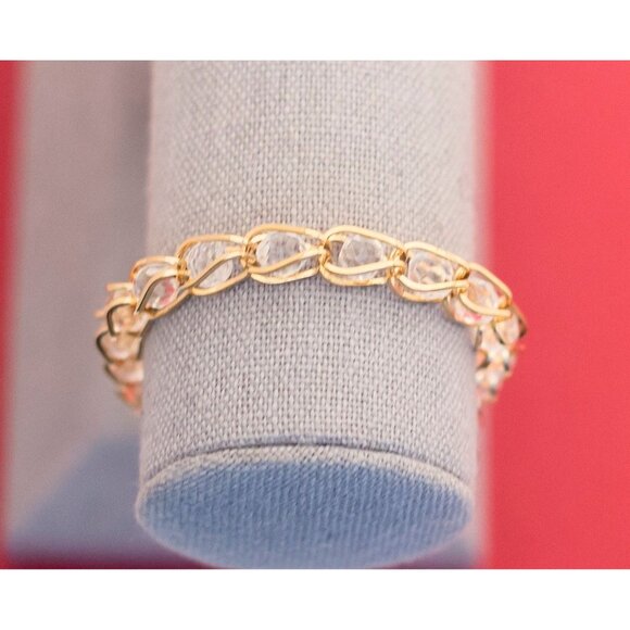 Vintage Link Caged-Crystal Bead Bracelet 7.5 inches By Avon F13 - Picture 3 of 4